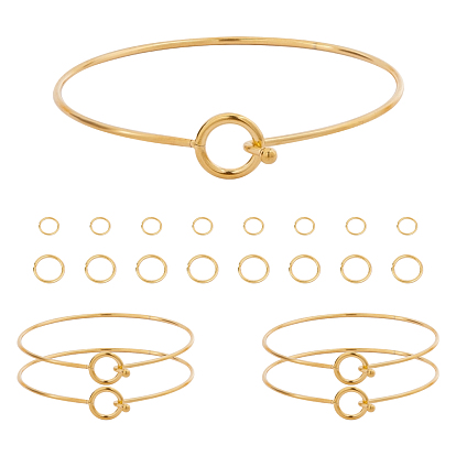 Unicraftale DIY Bangle Making Kits, with Vacuum Plating 304 Stainless Steel Expandable Bangles,  Open Jump Rings