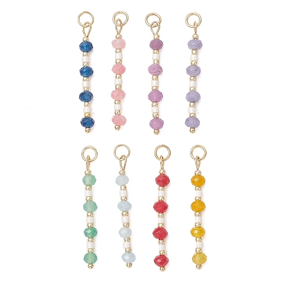 8шт. 8 цвета, окрашенный натуральный малазийский нефрит и подвески из бисера ручной работы из стекла, граненые круглые подвески из бисера, золотые