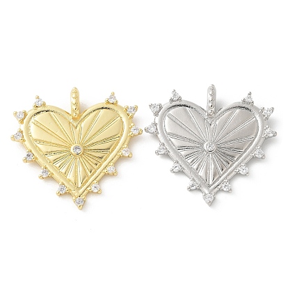 Латунные микро проложить кубического циркония подвески, сердце, стойки покрытие, без кадмия и без свинца, долговечный