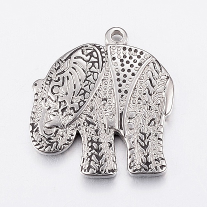304 Stainless Steel Pendants, Elephant