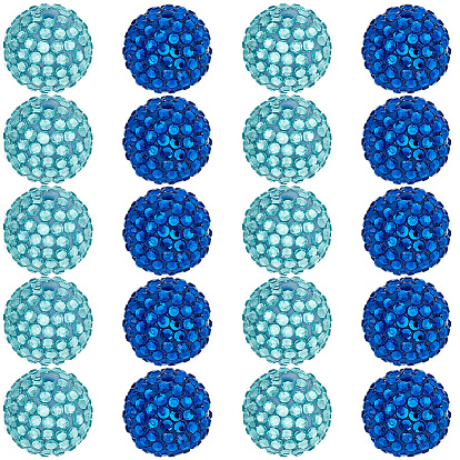 40 шт. 2 цвета прозрачные смоляные стразы градуированные бусины, с акриловыми круглыми бусинами внутри