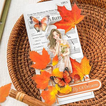Autumn Leaf PET Sticker Labels, Self-adhesion, for Suitcase, Skateboard, Refrigerator, Helmet, Mobile Phone Shell