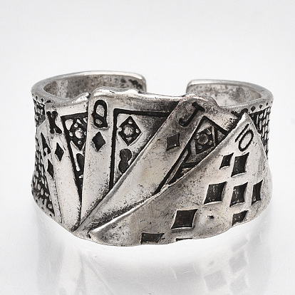 Alloy Cuff Finger Rings, Wide Band Rings, Poker