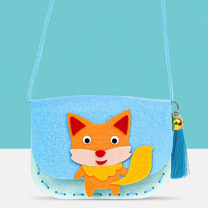 Handmade Non-woven Fabric Animal Change Wallet Set, with Alloy and Plastic Findings, Polyester Wire, Diy Crafts for Children, Fox
