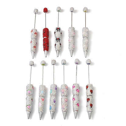 Железная ручка из бисера, шариковая ручка, с полимерной глины и смолы горный хрусталь, для индивидуальной ручки с ювелирными бусинами, платина