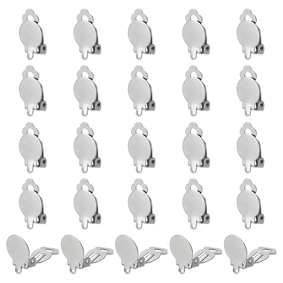 80шт. 304 фурнитура для сережек-клипс из нержавеющей стали, клипсы на подушечки для сережек, плоско-круглые