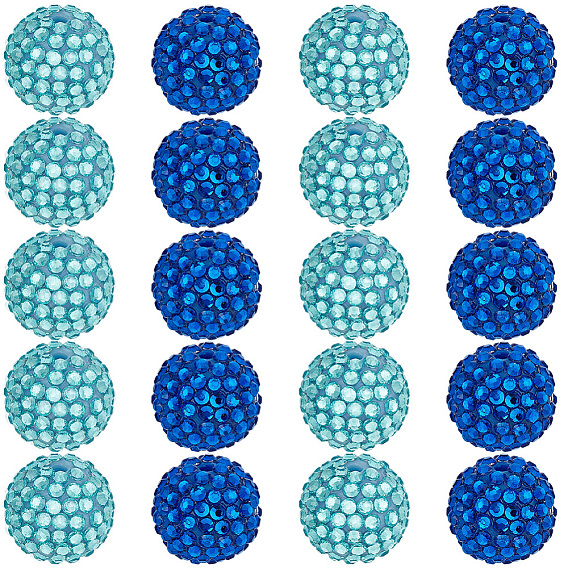 40 шт. 2 цвета прозрачные смоляные стразы градуированные бусины, с акриловыми круглыми бусинами внутри