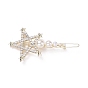 Alloy Crystal Rhinestone Hair Barrettes, with Plastic Beads, Star