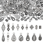 160Pcs 16 Styles Tibetan Style Alloy Pendants, Antique Silver