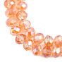 Transparent Crackle Electroplate Glass Beads Strands, AB Color Plated, Faceted, Abacus