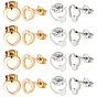 20Pair 2 Style Heart 304 Stainless Steel Stud Earrings, Hypoallergenic Earrings for Women