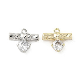 Brass Micro Pave Cubic Zirconia Charms, Rectangle