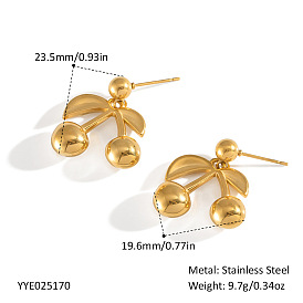 Европейские 304 серьги-гвоздики из нержавеющей стали с вишнями для женщин