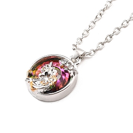 Collar con colgante de donut de unicornio para mujer, Platino