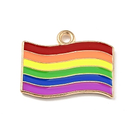 Alloy Enamel Pendants, Pride Flag/Rainbow Flag, Light Gold
