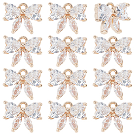 12шт. латунные стеклянные подвески, очарование бабочки, золотой свет, граненые