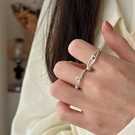 Safety Pin Design Beaded Brass Cuff Open Rings for Women