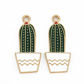 Crémaillère placage pendentifs en émail d'alliage, sans cadmium et sans plomb, cactus, or et de lumière