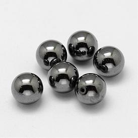 Non-magnétiques perles synthétiques d'hématite, la moitié foré, ronde