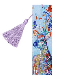 Deer Pattern DIY Diamond Painting Bookmark with Tassel Pendants Kits