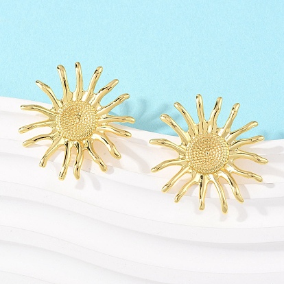 Латунные серьги-гвоздики-солнце, долговечная тарелка, стойки покрытие, без свинца и без кадмия