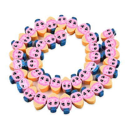 Handmade Polymer Clay Beads Strands, Ice Cream with Expression