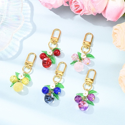 Подвесные украшения в виде стеклянных яблок, с подвеской в виде цветка из смолы и поворотными застежками