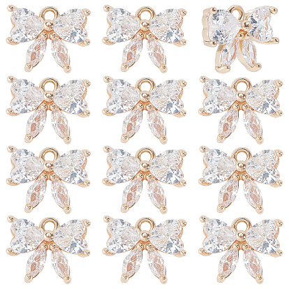 12шт. латунные стеклянные подвески, очарование бабочки, золотой свет, граненые