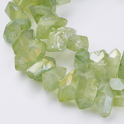 Electroplated Natural Quartz Crystal Bead Strands, Dyed, Frosted, Nuggets