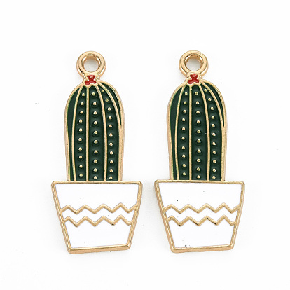 Crémaillère placage pendentifs en émail d'alliage, sans cadmium et sans plomb, cactus, or et de lumière