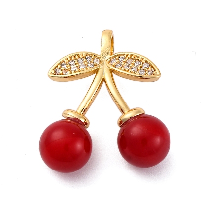 Подвески латуни cmолы, с четким кубического циркония, долговечный, без кадмия и без свинца, стойки покрытие, вишня