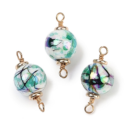 Непрозрачные акриловые звенья соединительные подвески, с петлей из латуни, покрытой настоящим золотом 18k, без кадмия, без никеля и без свинца, круглые