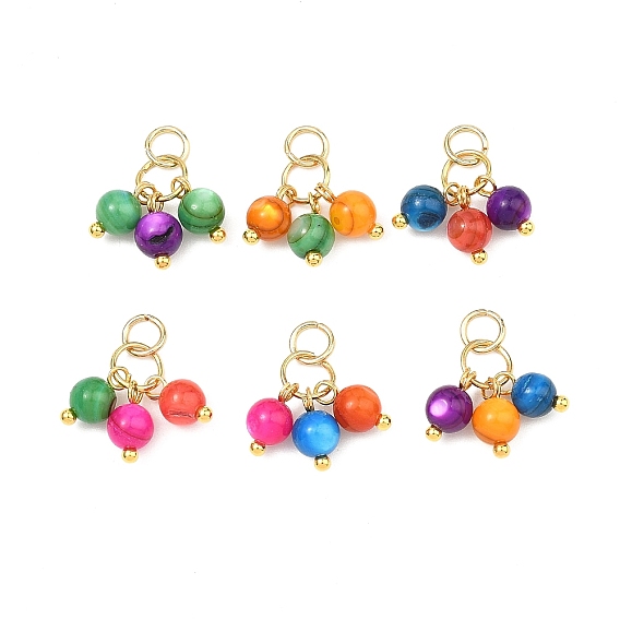 Окрашенные оболочки подвески естественных пресноводных, круглые бусины, подвески-кисточки, золотые