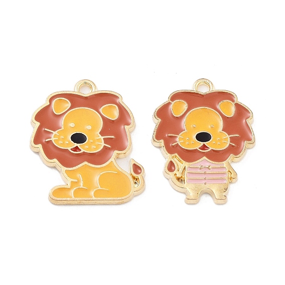 Подвески из эмалевого сплава с покрытием из легкого золота, без кадмия и без свинца, очарование льва