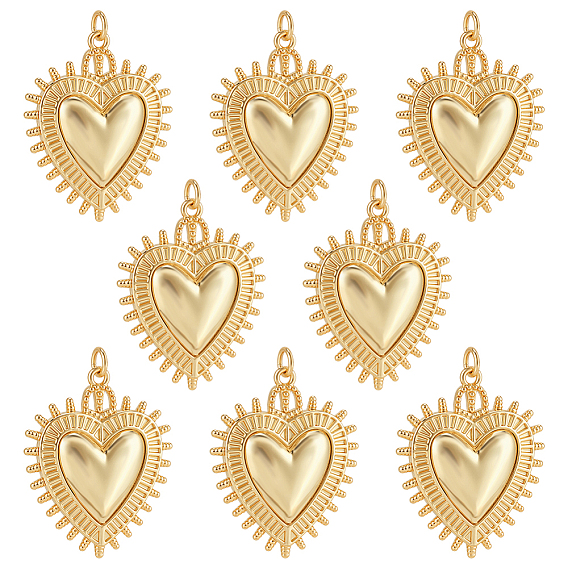 8подвески из латуни с гальваническим покрытием, сердце прелести, с целью перехода в кольце, без свинца и без кадмия, долговечный