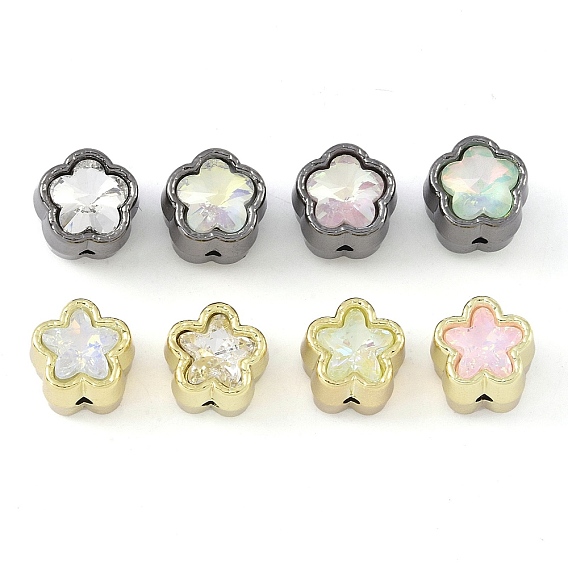 Alloy Beads, with Rhinestone, Flower, Golden/Black