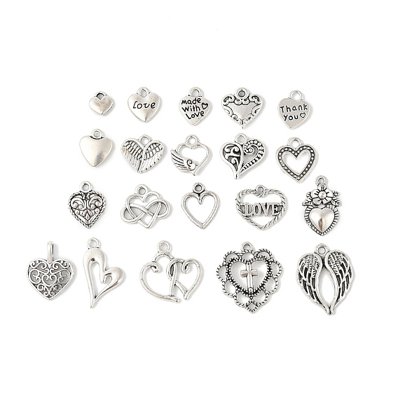 Сплавочные подвески тибетского стиля, комплект подвесок из серии «крылья и сердце»