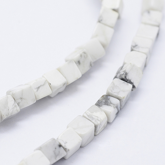 Natural Howlite Beads Strands, Cube