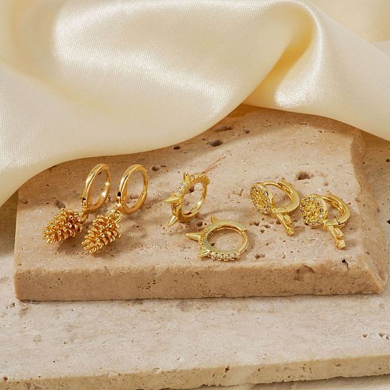 Шикарные винтажные геометрические серьги-кольца из латуни