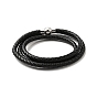 Leather Braided Three Loops Wrap Bracelet with 304 Stainless Steel Clasp for Men Women