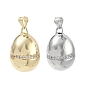 Brass Micro Pave Clear Cubic Zirconia Pendants, Egg Charms, Cadmium Free & Lead Free, Rack Plating, Long-Lasting Plated