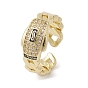 Brass Adjustable Open Rings, with Micro Pave Cubic Zirconia