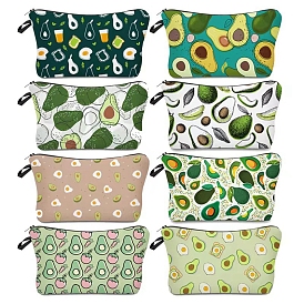 Avocados Linen Waterproof Bag, Multipurpose Travel Toiletry Pouch with Metal Zipper