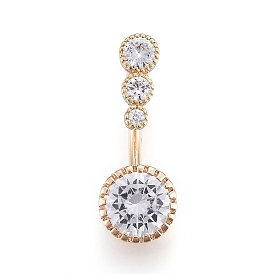 Пирсинг украшения, латунное кольцо пупка с фианитом, кольца живота, с 304 стержнем из нержавеющей стали