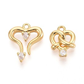 Латунные микро проложить кубического циркония подвески, подвески в виде сердца/кренделя, долговечный, без никеля 