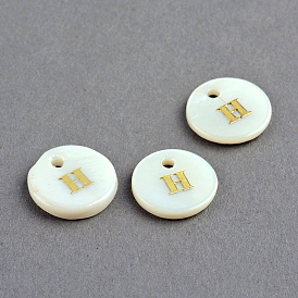 Подвески из пресноводных оболочек, плоский круглый с золотой блокирующей буквой