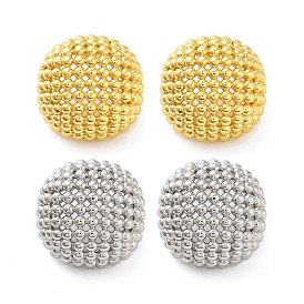 Rack Plating Half Round Brass Stud Earrings, Lead Free & Cadmium Free, Long-Lasting Plated