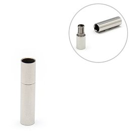 304 Stainless Steel Magnetic Clasps with Glue-in Ends, Tube, 22x4.5mm, Hole: 4mm