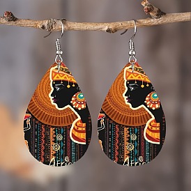 Серьги-капли с человеческим узором из сплава и акрила