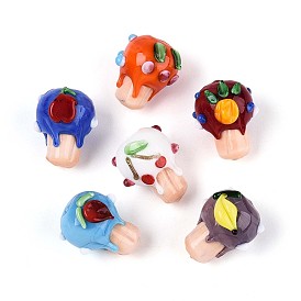 Ручной работы Lampwork неровный бисер, фруктовый кекс